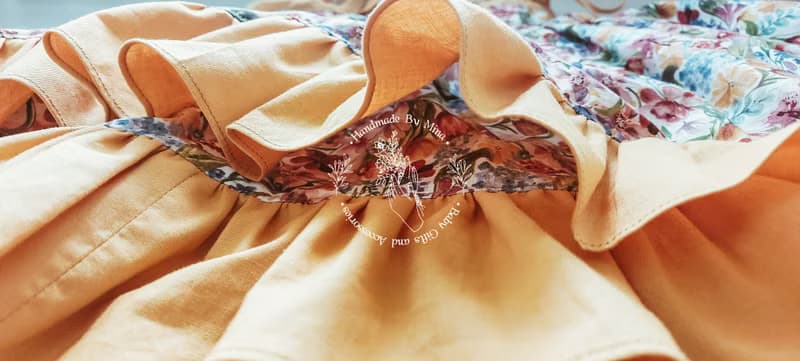 Handmade by Mina 韓國繽紛花海旋轉肩綁帶洋裝 生日禮 贈送禮盒