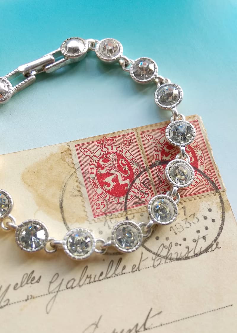 【西洋古董飾品 】AVON 銀色調 圓鑽 都會氣質 手鍊