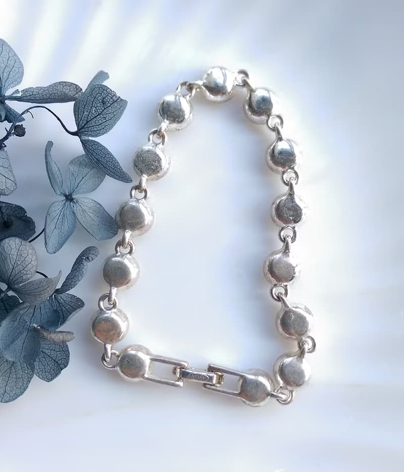 【西洋古董飾品 】AVON 銀色調 圓鑽 都會氣質 手鍊