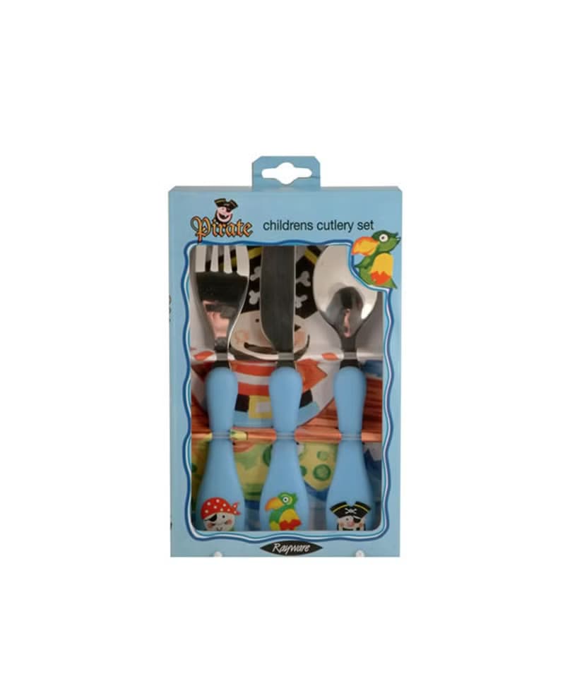 英國Rayware可愛海盜圖案兒童用安全不銹鋼刀叉湯匙餐具組