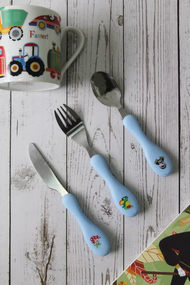 英國Rayware可愛海盜圖案兒童用安全不銹鋼刀叉湯匙餐具組