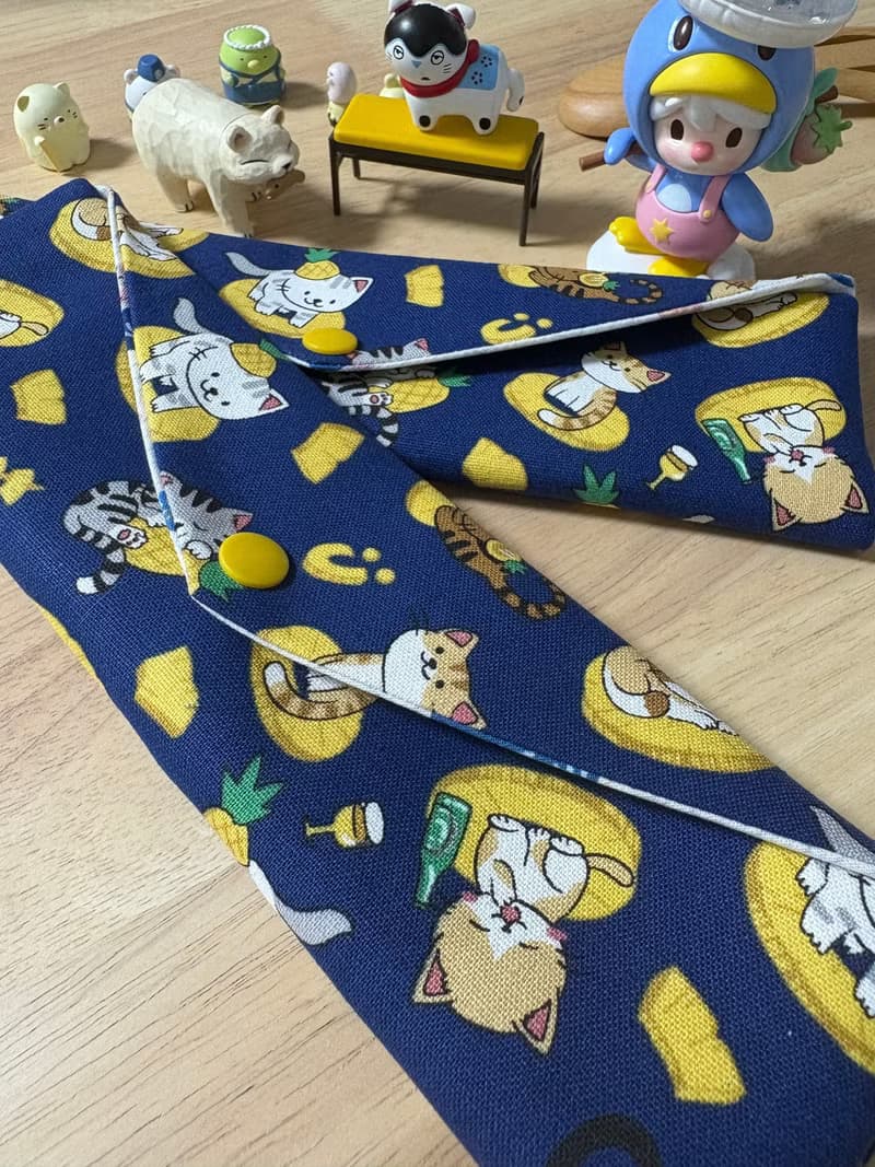 文青風環保純棉筷袋 旺來酷帥萌貓 原胚蔚藍 厚實手感 童心 優質