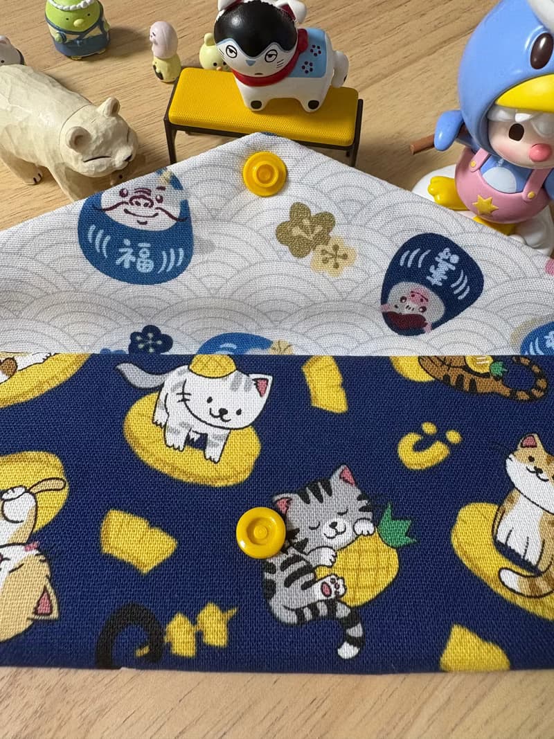 文青風環保純棉筷袋 旺來酷帥萌貓 原胚蔚藍 厚實手感 童心 優質