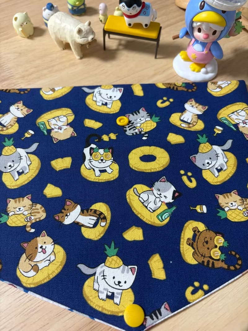 文青風環保純棉筷袋 旺來酷帥萌貓 原胚蔚藍 厚實手感 童心 優質