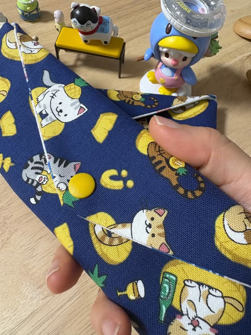 文青風環保純棉筷袋 旺來酷帥萌貓 原胚蔚藍 厚實手感 童心 優質