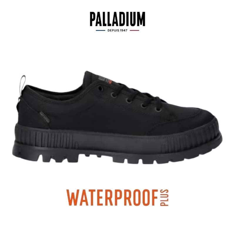 PALLADIUM PALLASHOCK LO WP+厚底巧克力低筒防水靴 黑 74408