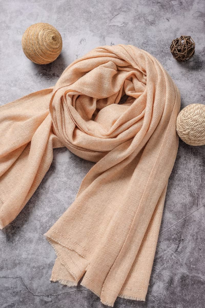 【經典喀什米爾羊毛圍巾】原色 香檳奶茶色 輕薄舒適 男女適用