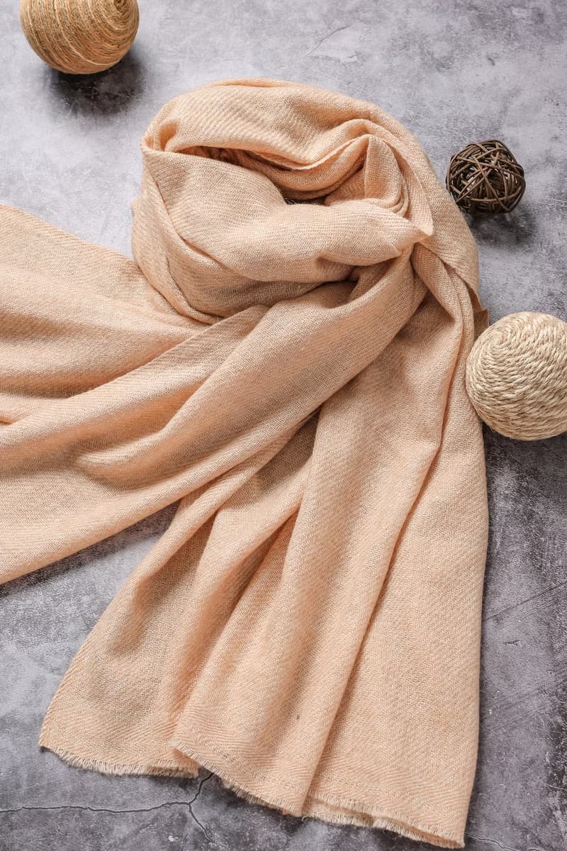 【經典喀什米爾羊毛圍巾】原色 香檳奶茶色 輕薄舒適 男女適用