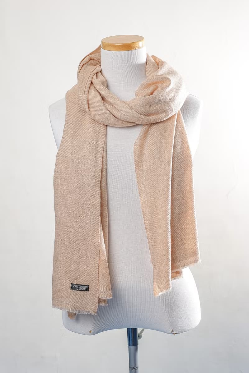 【經典喀什米爾羊毛圍巾】原色 香檳奶茶色 輕薄舒適 男女適用