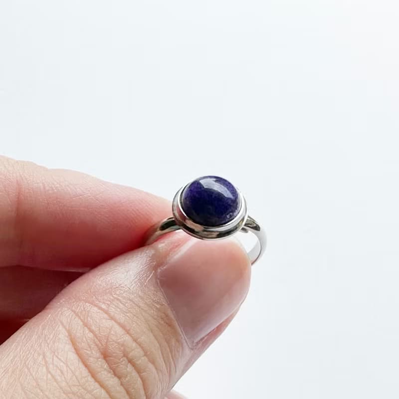 セピア小【Amethyst】七宝焼リング 指輪 純銀張七宝