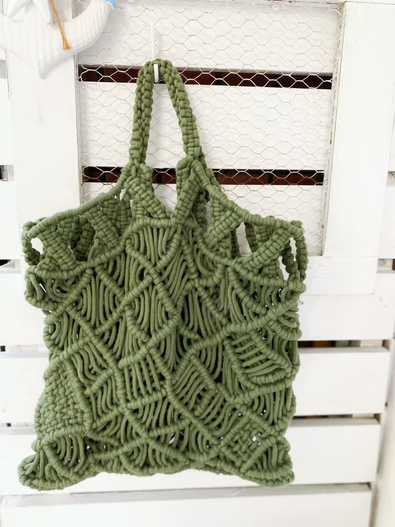 【好日手作】Handmade。夏日手工韓國棉線編織軍綠色手提包