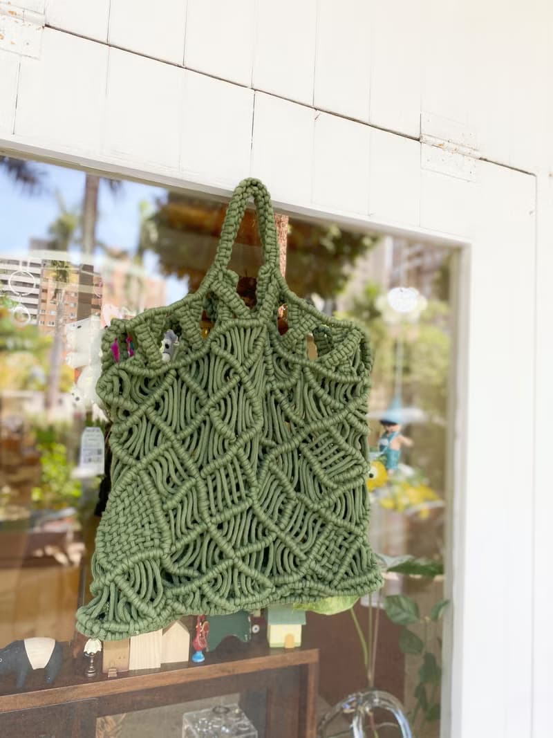 【好日手作】Handmade。夏日手工韓國棉線編織軍綠色手提包