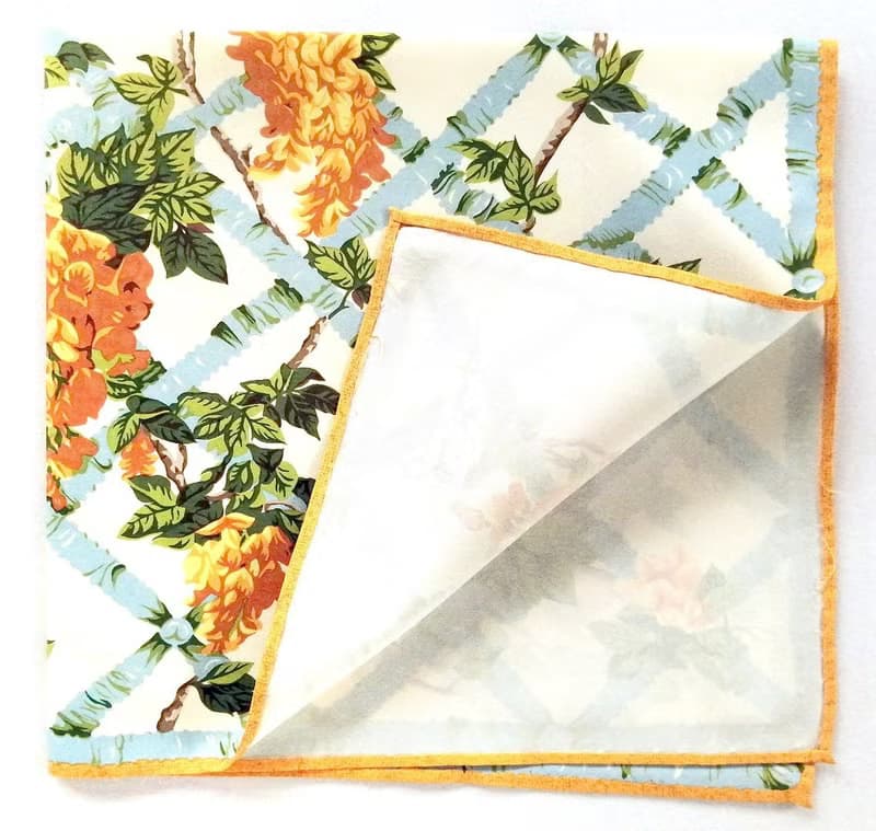 Jim Thompson Vintage Handkerchief Climbing Flowers on the Vines 16 x 15 inches