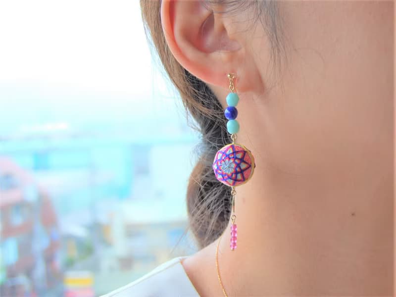 tachibanaya 日本的傳統工藝 手鞠球 刺繡 耳環 台灣 藍 粉色