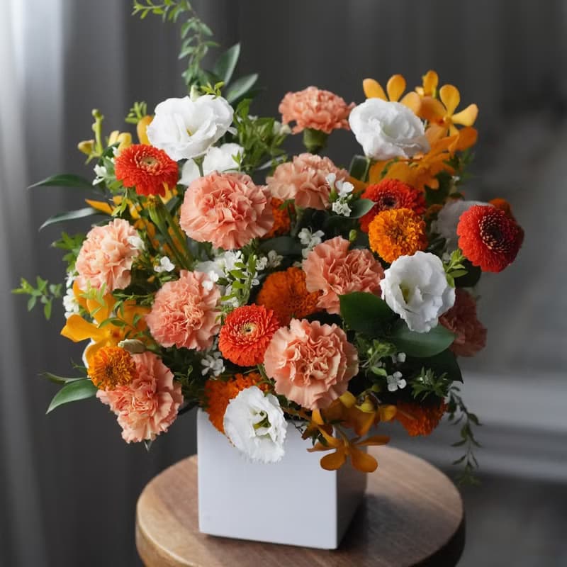 明亮朝氣橘黃色系盆花_鮮花