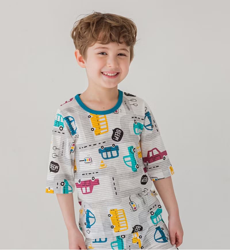 汽車噗噗日常-輕透空氣衣七分袖韓國童裝-K16507