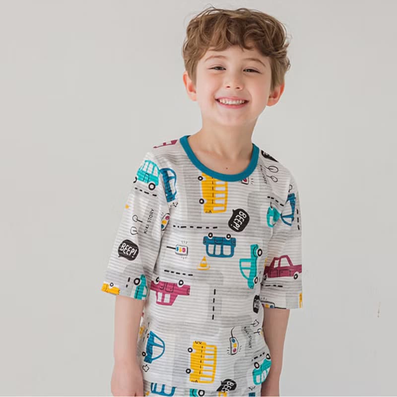 汽車噗噗日常-輕透空氣衣七分袖韓國童裝-K16507