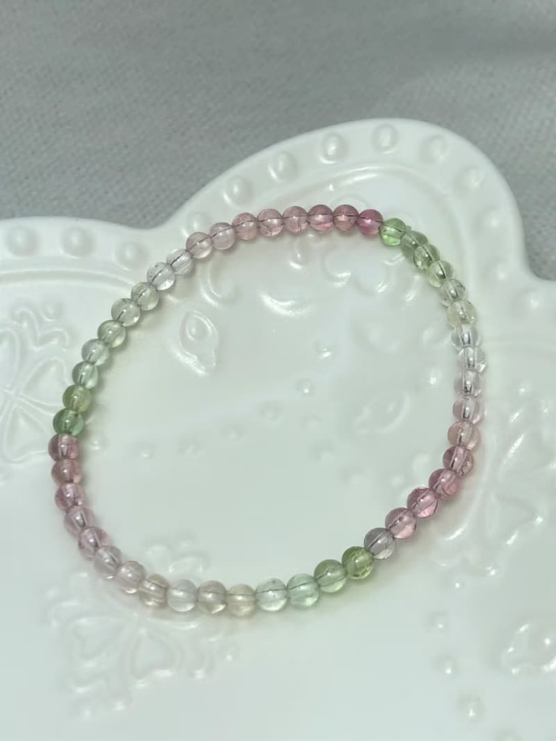 快速出貨 優選~清透冰淇淋色系天然彩色碧璽手鍊