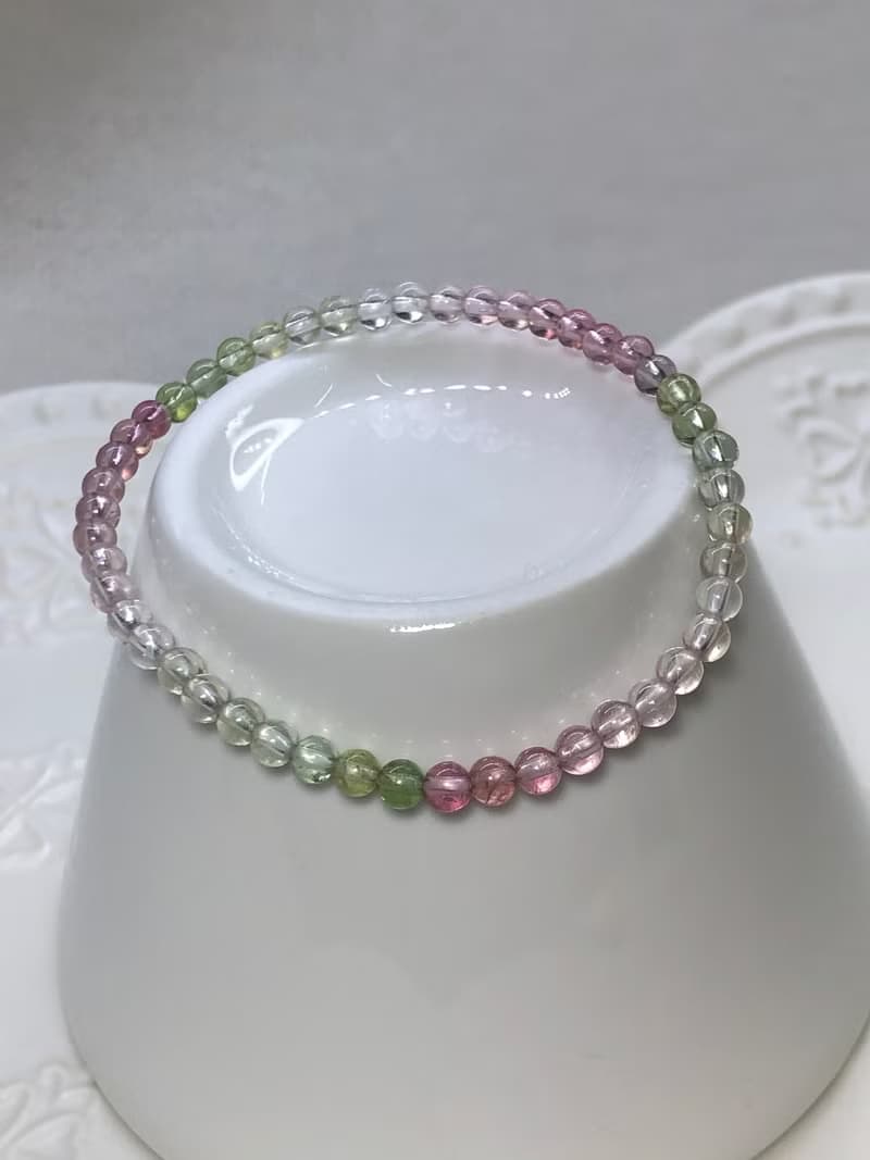 快速出貨 優選~清透冰淇淋色系天然彩色碧璽手鍊