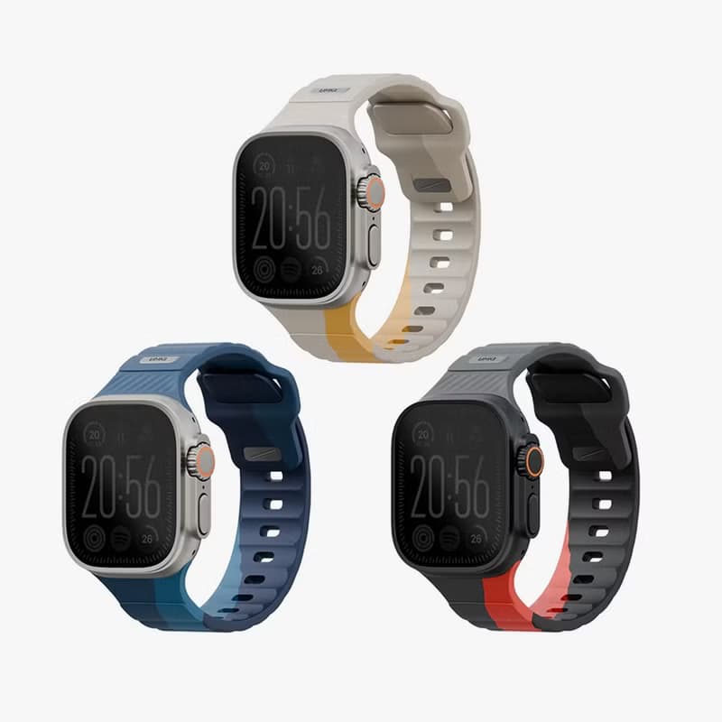 Apple Watch 49/46/45/44mm Stride DE防水氟橡膠不鏽鋼錶帶 3色