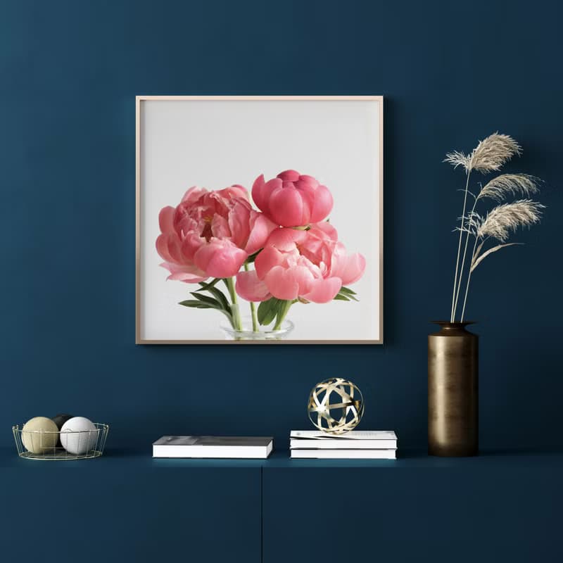 嫣紅牡丹 - 方形掛畫/沙發掛畫/家居佈置/牡丹/玄關/北歐/複製畫