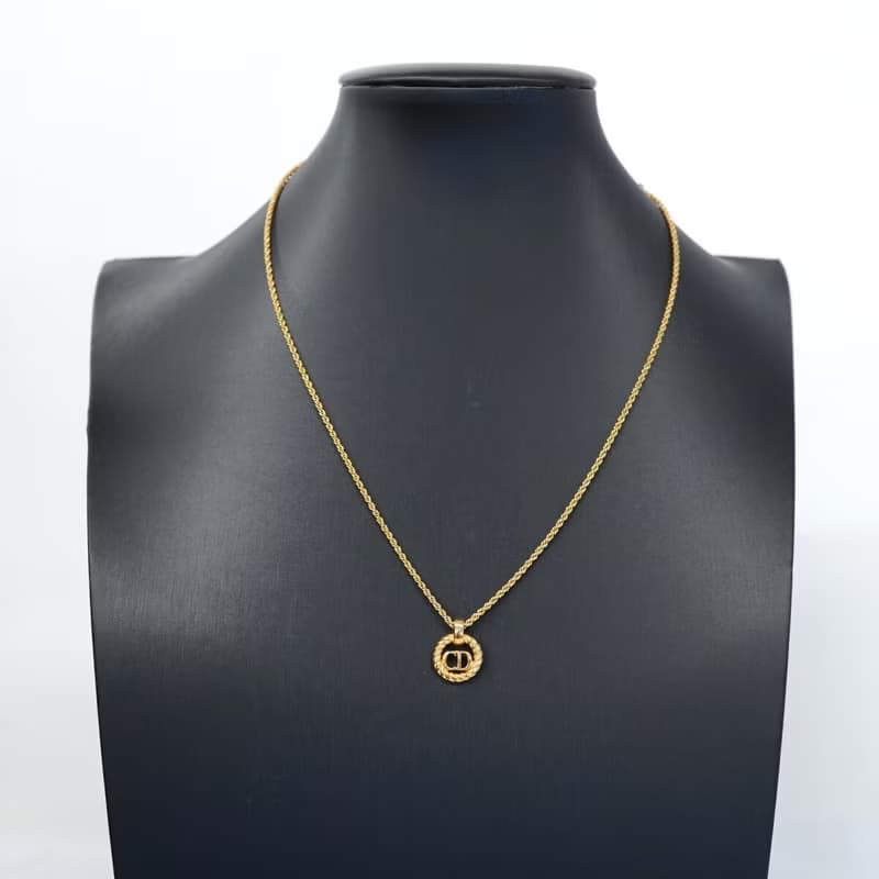 稀有中古二手Dior簡約金色Logo復古vintage頸鏈項鏈首飾品禮物
