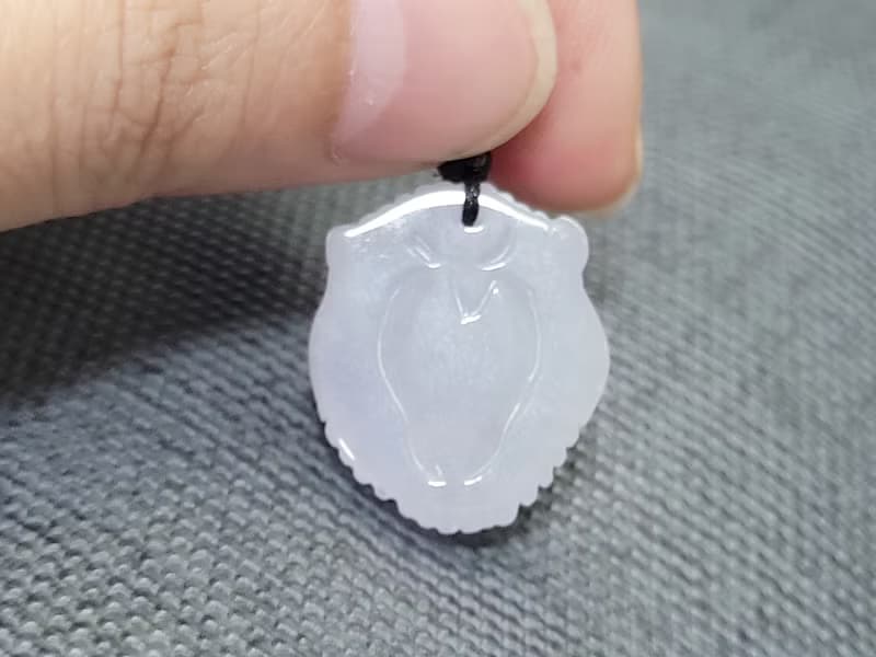 【親翠】天然翡翠 白冰嬌感果凍底獅頭調節式繩鏈　翡翠動物園