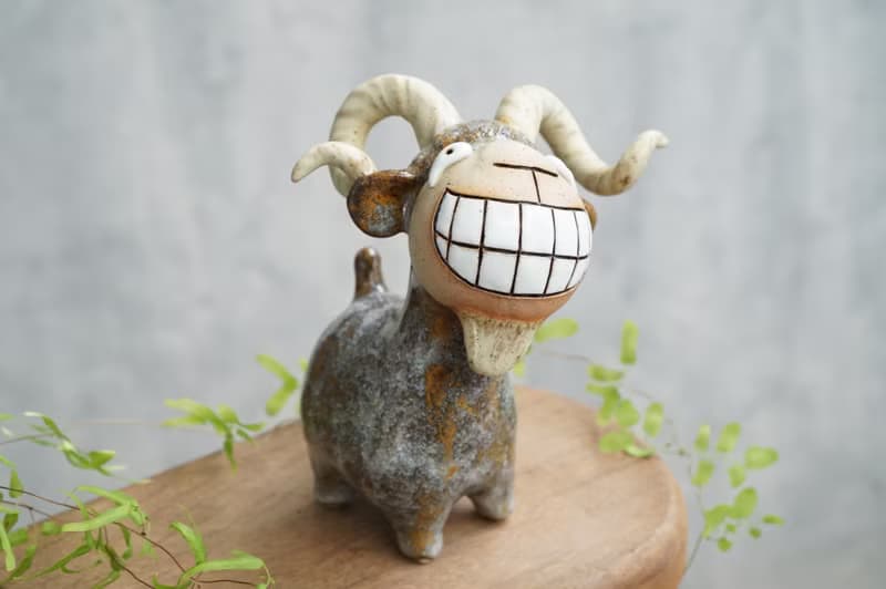 Goat, handmade ceramics, Smiling Goat