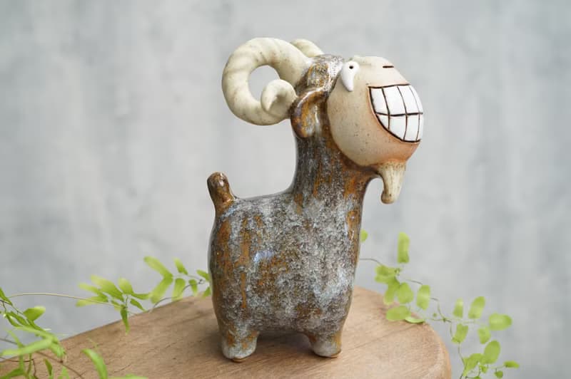 Goat, handmade ceramics, Smiling Goat