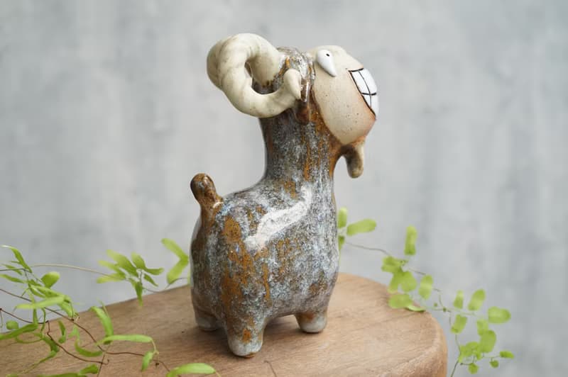 Goat, handmade ceramics, Smiling Goat