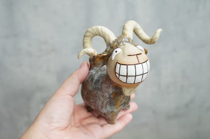 Goat, handmade ceramics, Smiling Goat