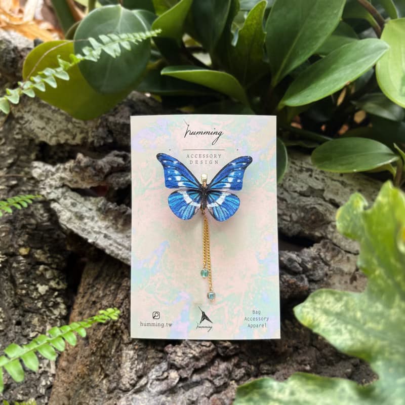 胸針 光明女神閃蝶 刺繡 手工 蝴蝶 珍珠 禮物 禮盒 生日