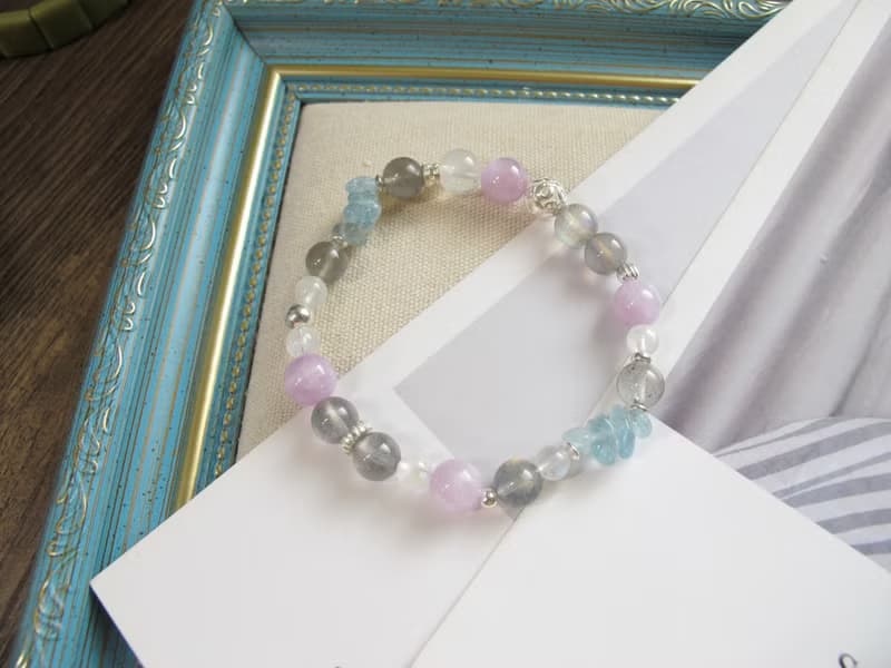 紫光拉長石 月光石 孔賽石 海水藍寶 925純銀 【冬眠的夢】