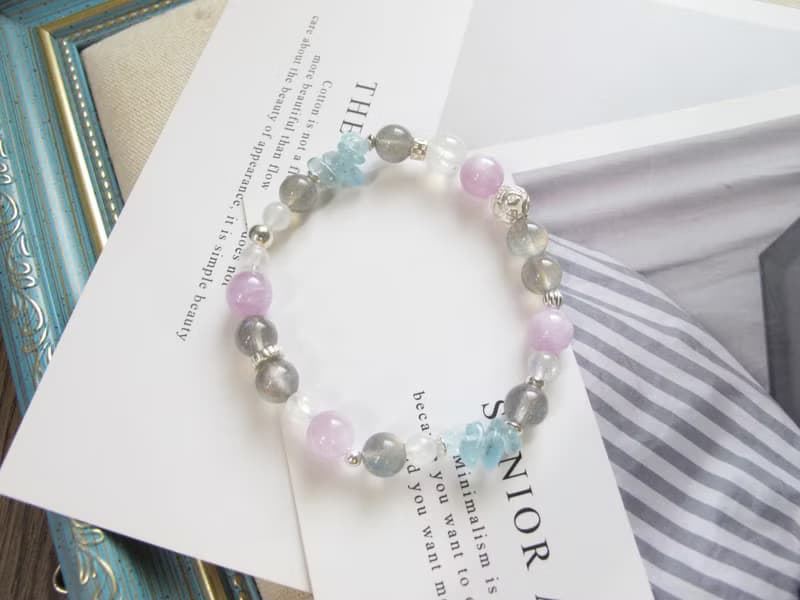 紫光拉長石 月光石 孔賽石 海水藍寶 925純銀 【冬眠的夢】