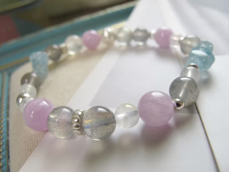 紫光拉長石 月光石 孔賽石 海水藍寶 925純銀 【冬眠的夢】