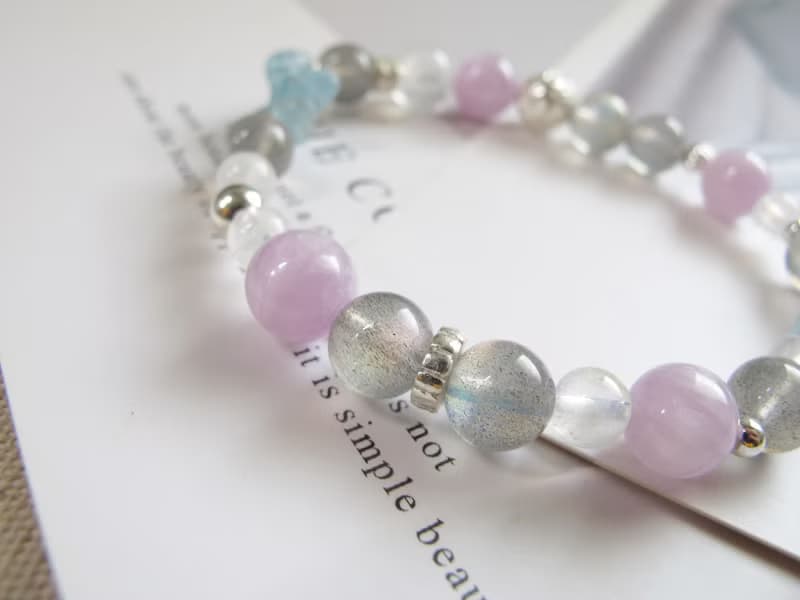 紫光拉長石 月光石 孔賽石 海水藍寶 925純銀 【冬眠的夢】