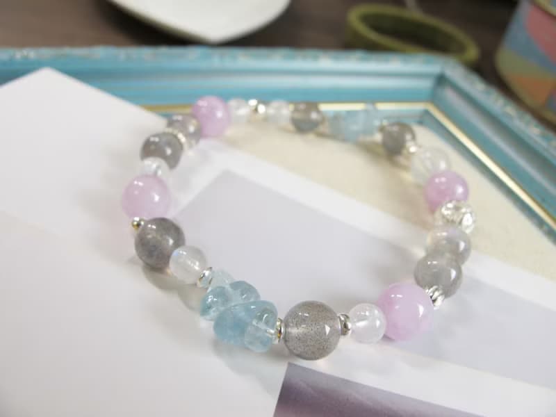 紫光拉長石 月光石 孔賽石 海水藍寶 925純銀 【冬眠的夢】