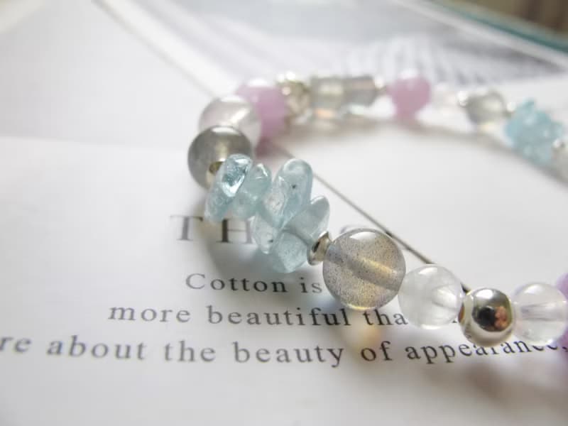 紫光拉長石 月光石 孔賽石 海水藍寶 925純銀 【冬眠的夢】