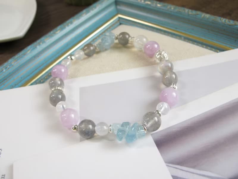 紫光拉長石 月光石 孔賽石 海水藍寶 925純銀 【冬眠的夢】