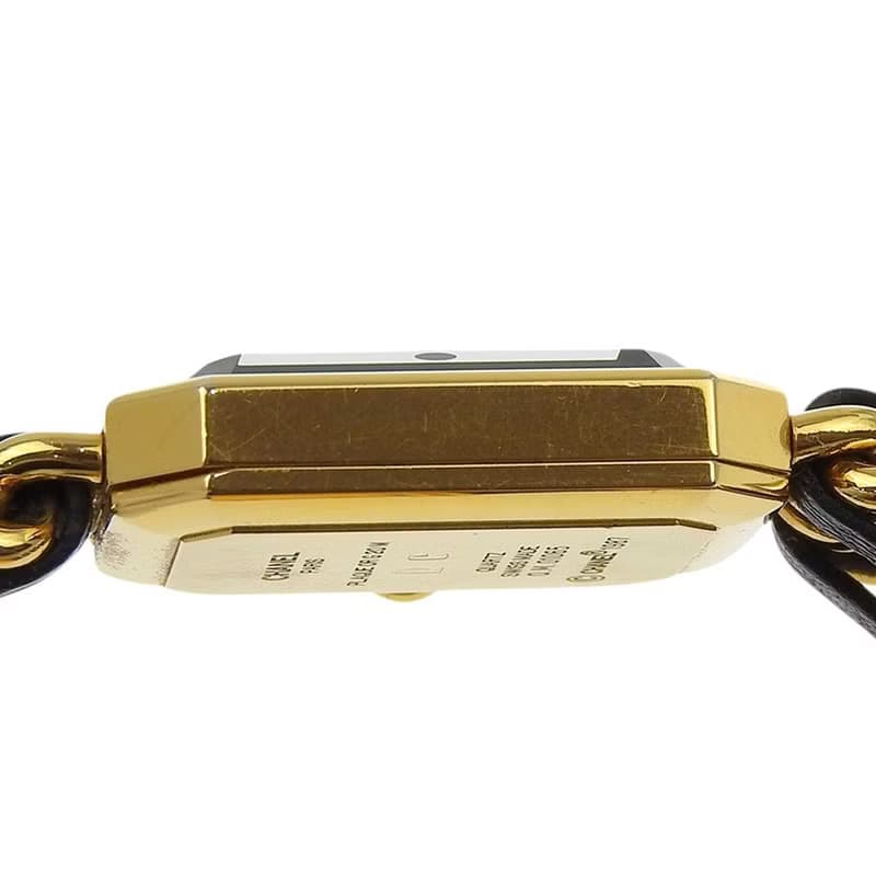 【日本直送】シャネル CHANEL プルミエールM 腕時計 H0001 金メッキ×レザー クオーツ アナログ表示 ブラック文字盤 レディース【中古】