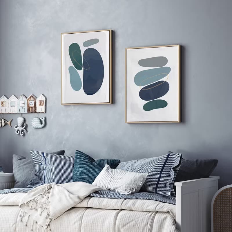 悠藍寂靜ll - 幾何簡約藍色系掛畫/居家擺飾/入厝禮/玄關佈置