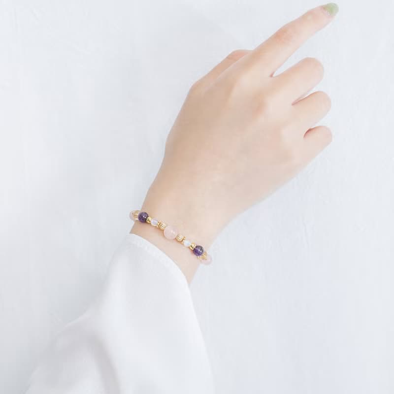 花田裡的夢 | A84紫水晶粉晶月光石水晶手鍊