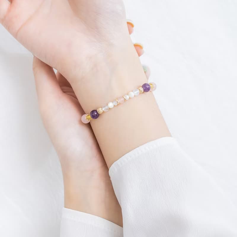 花田裡的夢 | A84紫水晶粉晶月光石水晶手鍊