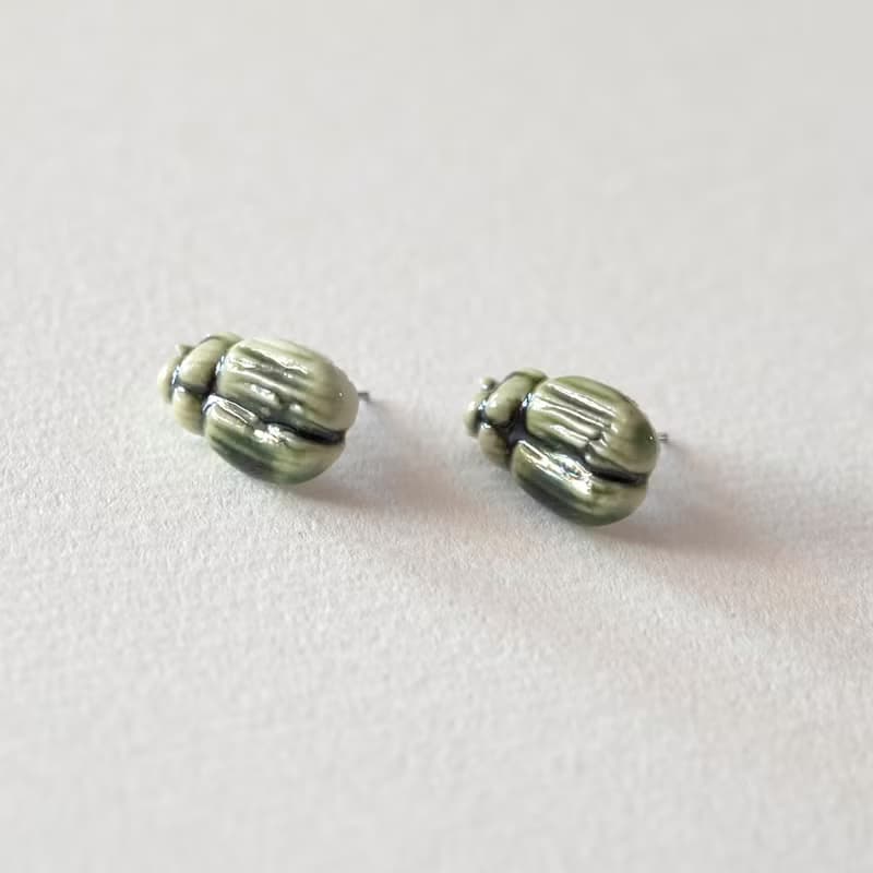 瓷器耳環  螢火蟲耳針一對