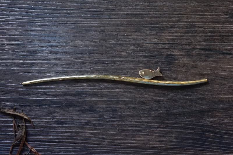 【溪山手作】手工黃銅制傳統簪刻鯨魚茶針茶撥擱架茶撥茶錐