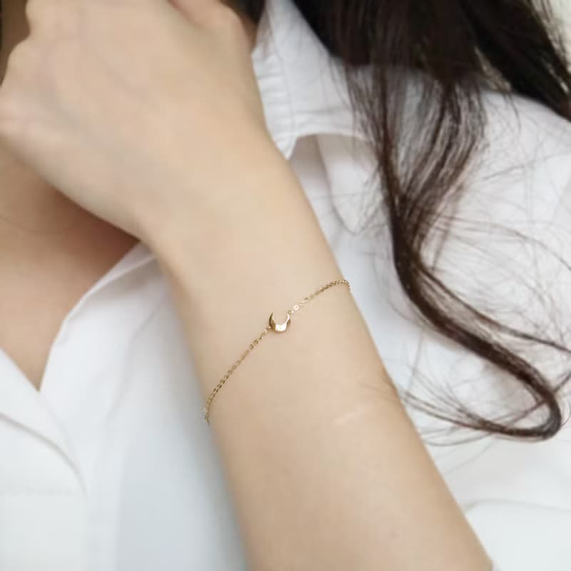 月牙亮面14K金手鍊