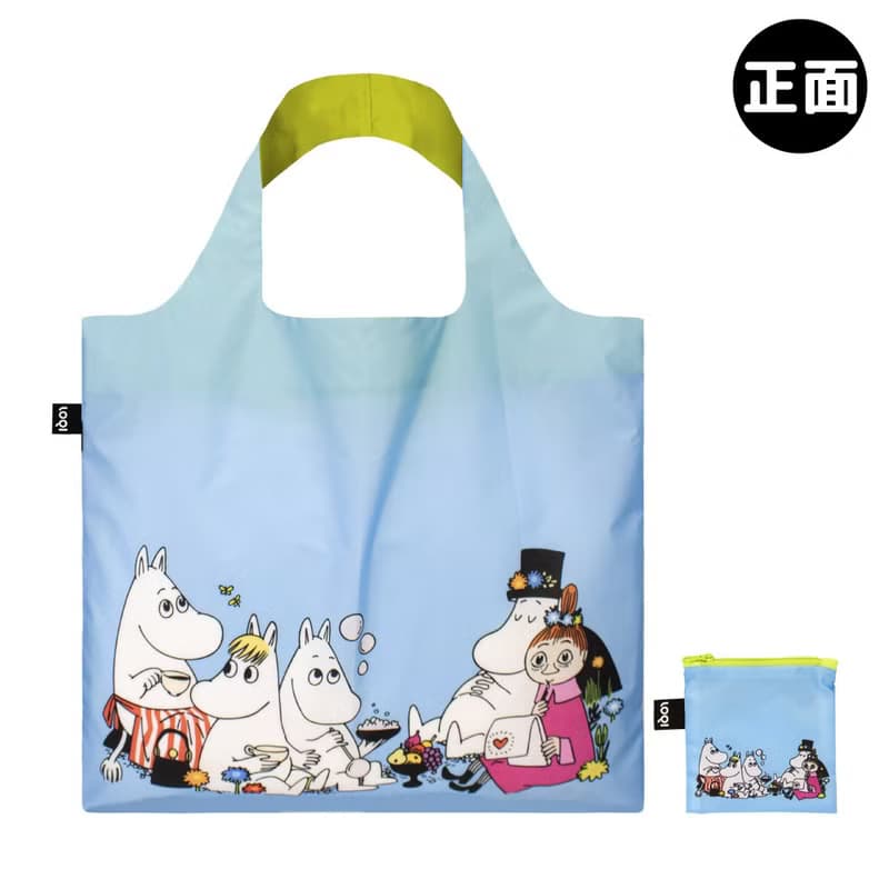 LOQI 環保材質春捲包/購物袋-MOOMIN野餐(無扣帶、無暗袋)