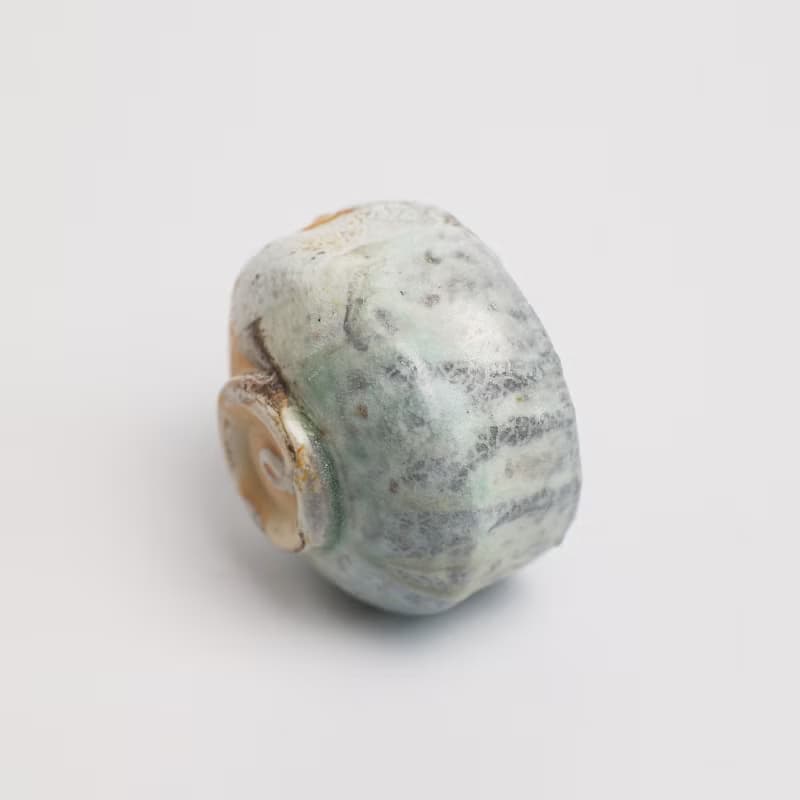 明芽窯 l 柴燒縮志野小茶碗 水藍 藍 縮釉 陶器 陶杯 陶藝品 T