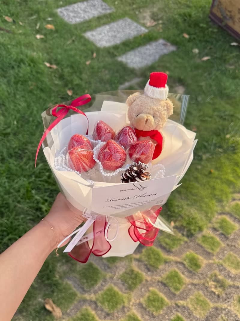 WANYI草莓玫瑰花束 不能莓有你 草莓花束 草莓花 鮮花 聖誕節