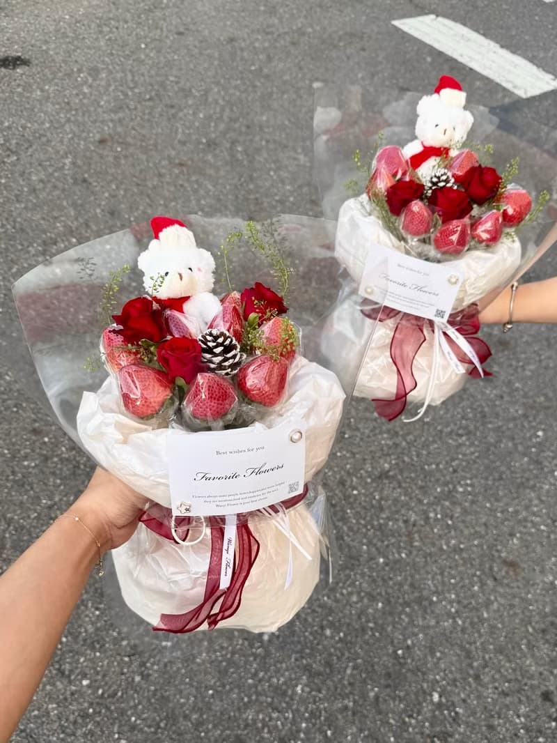 WANYI草莓玫瑰花束 不能莓有你 草莓花束 草莓花 鮮花 聖誕節